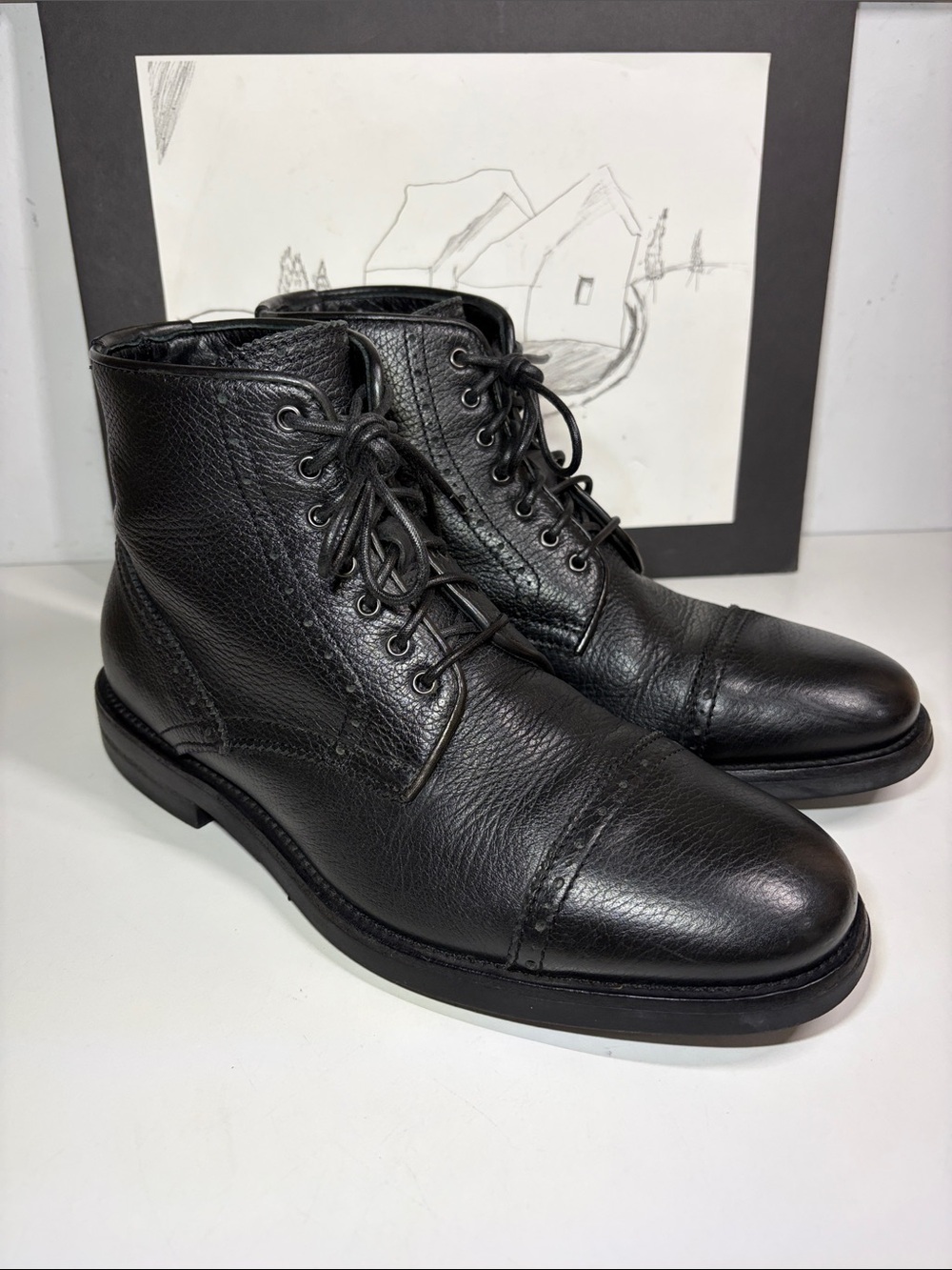Aquatalia Carter Men’s Waterproof Cap Toe Boots Size US 7.5